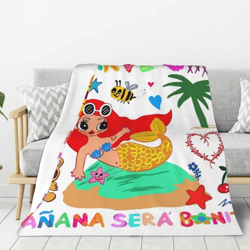 

Custom Manana Sera Bonito Karol G Blanket Warm Fleece Soft Flannel Throw Blankets for Bed Couch Home Autumn