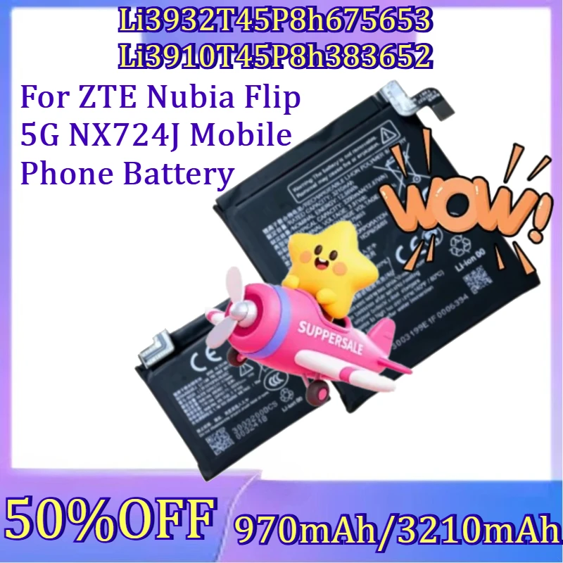 

For ZTE Nubia Flip 5G NX724J Mobile Phone Battery New Li3932T45P8h675653 Li3910T45P8h383652 Battery