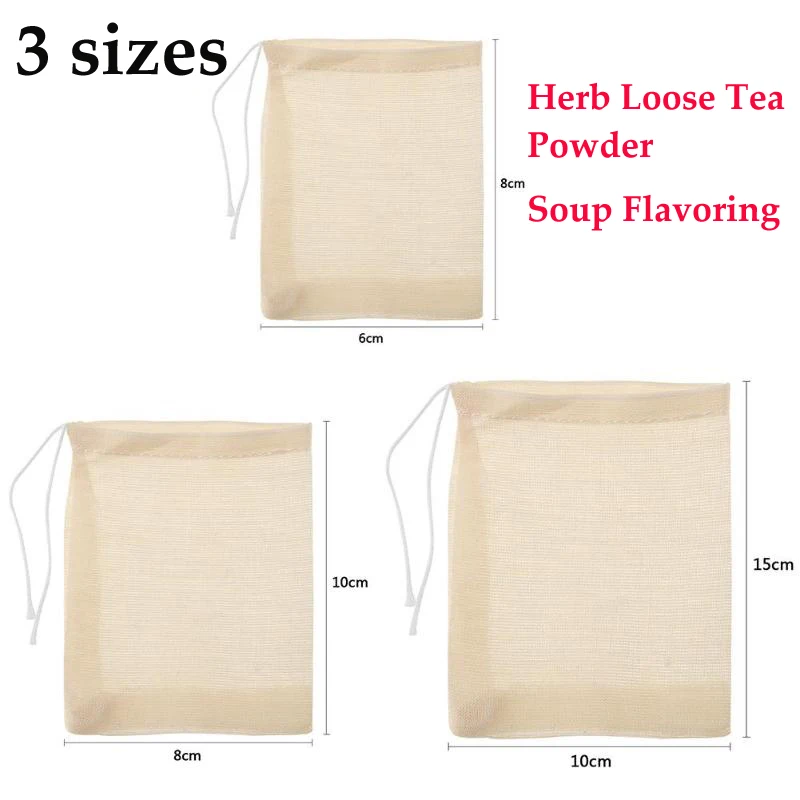 20-100pcs Empty Tea Bag Cotton Tea Spice Separate Filter Bag Seal Spice Filters Teabags for Tea Infuser with String Tea Tools