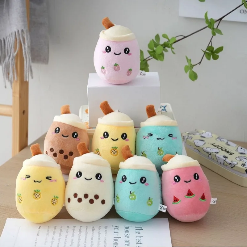 Cute Stuffed Plush Bubble Tea Food Milk Cup Plushie Pillow Mini Simulation Keychain Pendant Soft Plush Doll Toys Gifts for Kids