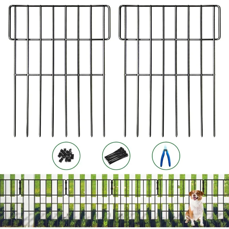 

25 Pack Animal Barrier Fence, 1.52in Spike Spacing No Dig Fence 27ft(L) x 17inch(H) Rustproof Metal Defense Fences Border