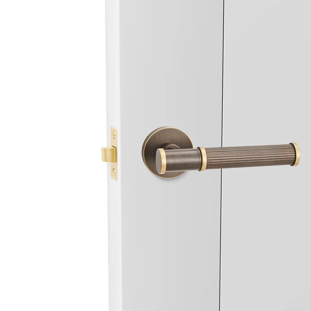 Modern Bronze Knurled Door Handle Brass Copper Entrance Privacy Channel Lock Knob Hotel