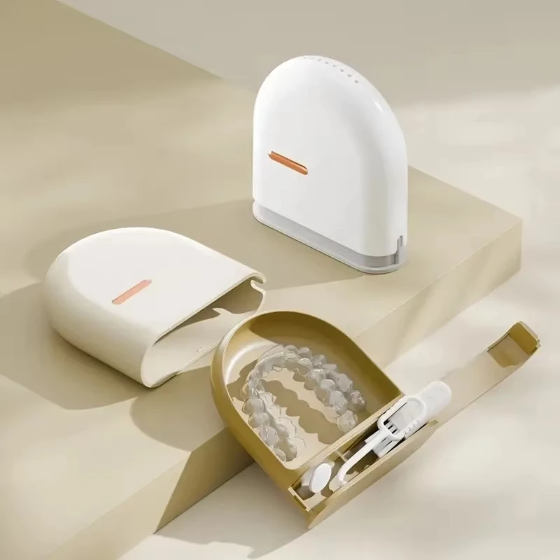 

Портативный дышащий футляр для элайнеров с выдвижным ящиком для инструментов, контейнер для ортодонтических капп, для путешествий и ежедневного использования