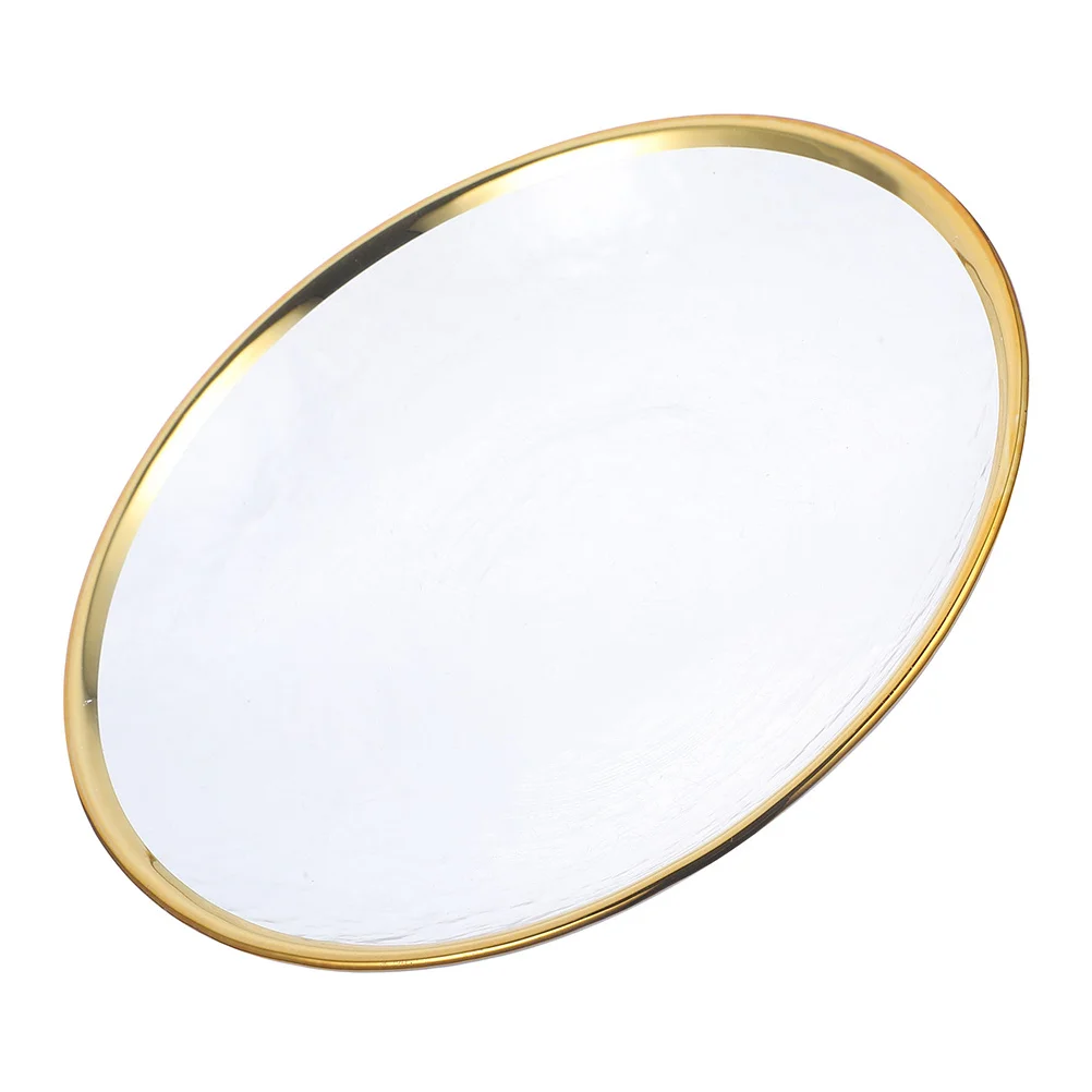 

Glass Plate Golden Edge Japanese Style Clear Glass Dessert Fruit Salad Plate Household Use Food Serving Dish
