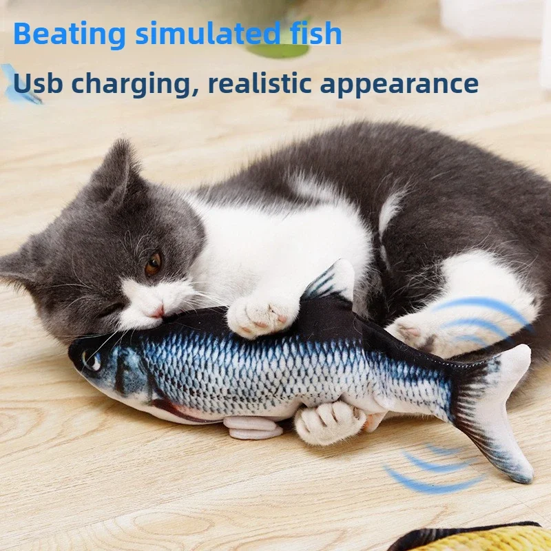 Dancing Fish Wagging Tail Funny Cat Toy Jumping Fish USB Charging Plush Electric Simulation Fishes Pet Products Supplies