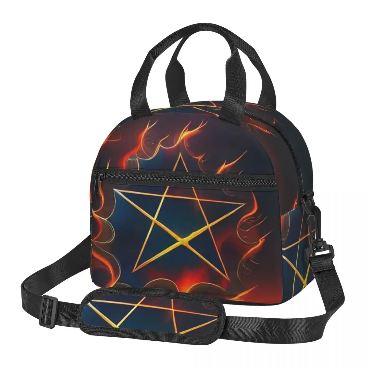 Occult Satanic Pentagram Lunch Bags Insulated Bento Box Lunch Tote Leakproof Picnic Bags Thermal Bag for Woman Girl Office