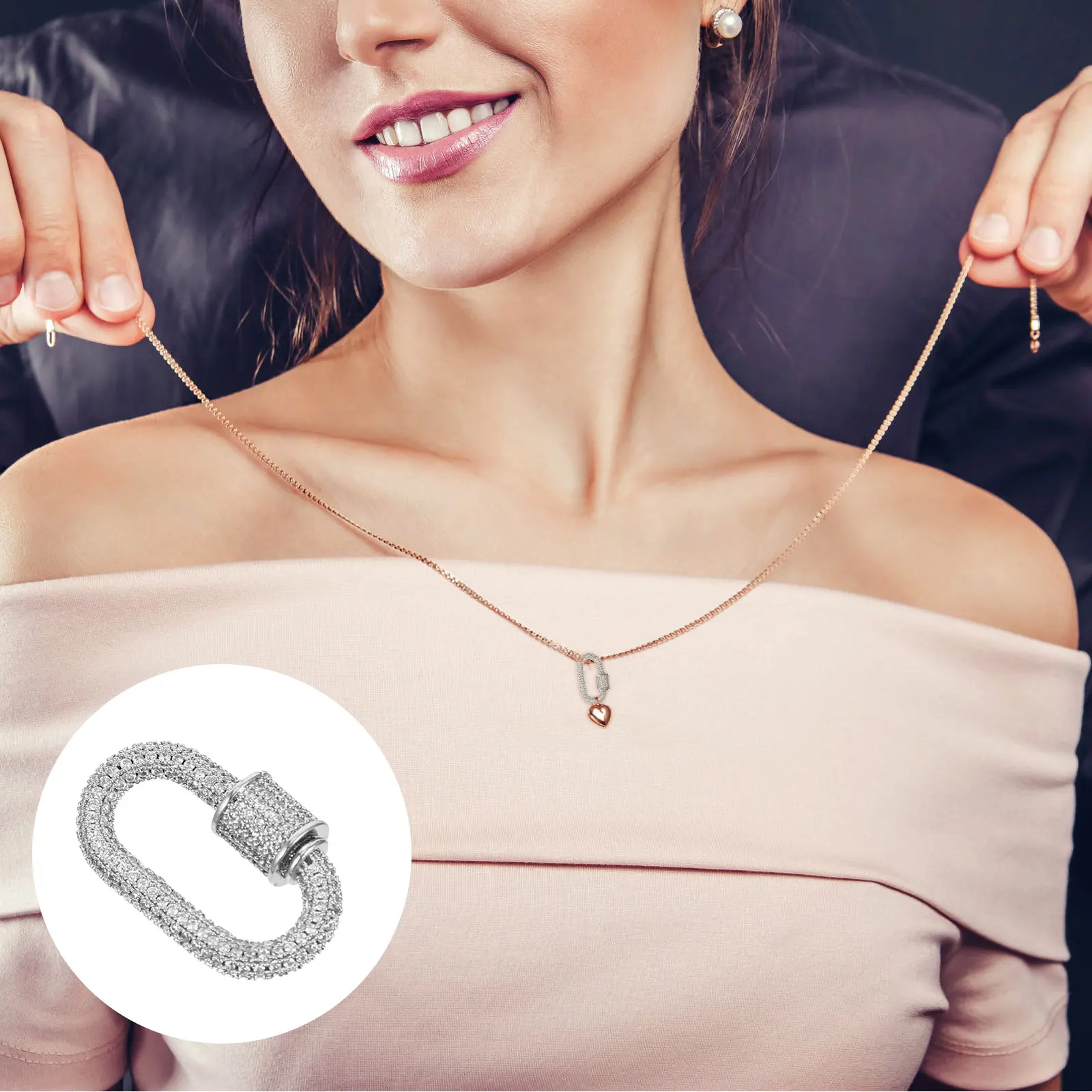 

Rhinestone Necklace Clasp Black DIY Jewelry Connector Professional Buckle Copper Multi Functional For Women Accessories