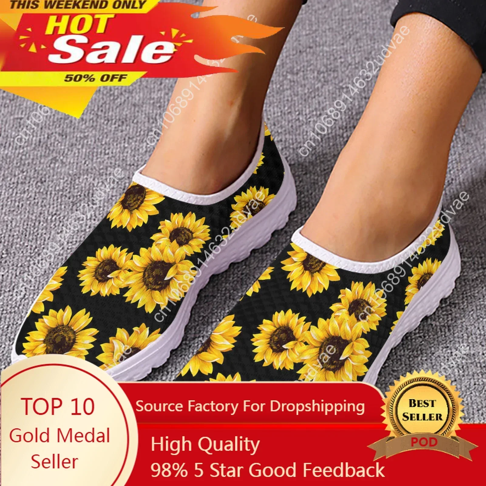 

Sunflower Print Summer Ladies Sneakers Flats Women Men Teenager Casual Shoes Women Loafers Slip On Casual Shoes Flats Shoes