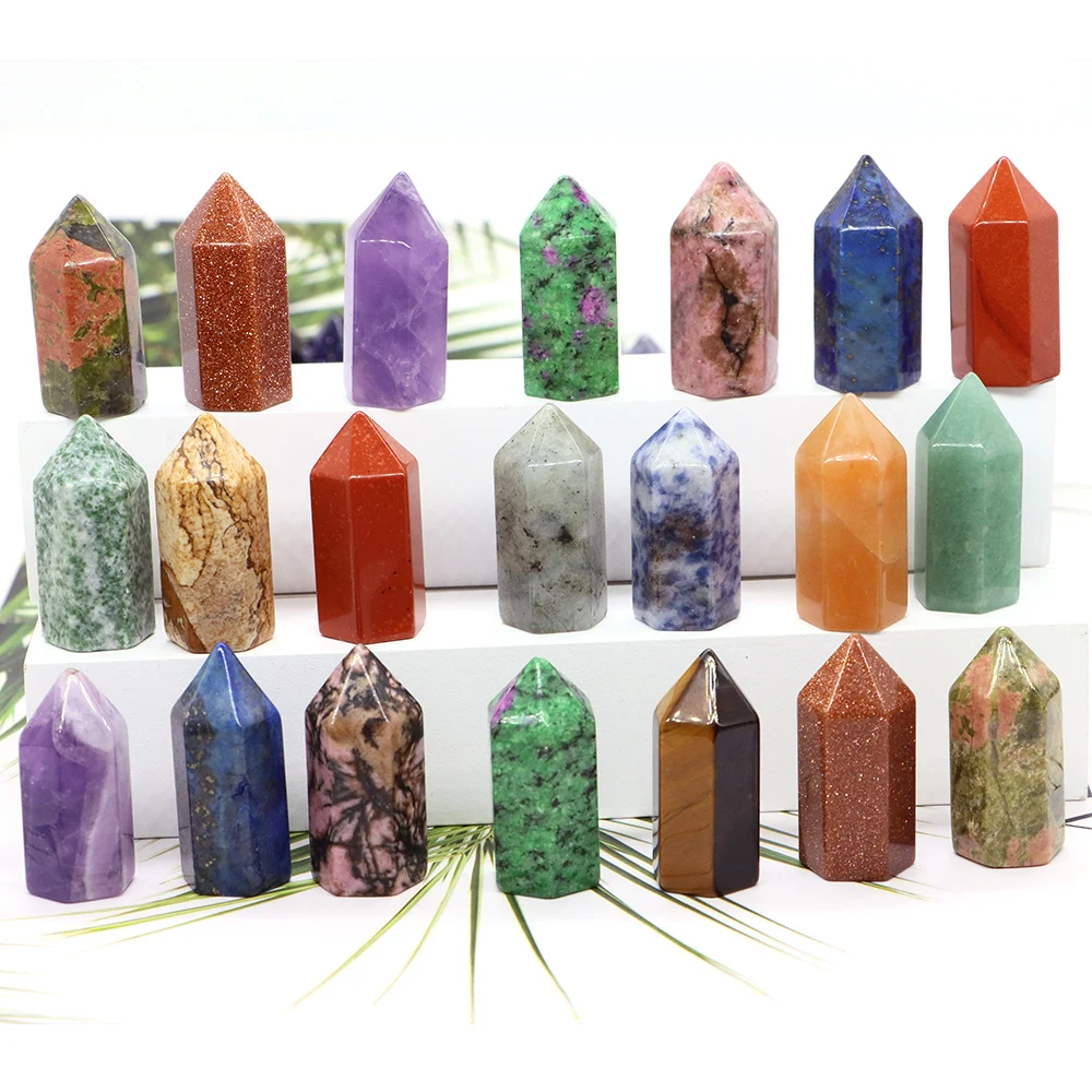 

15x35mm Point Tower Wand Natural Stone Amethyst Crystal Polished Reiki Healing Quartz Prisms Gemstone Pendant DIY Jewelry Making