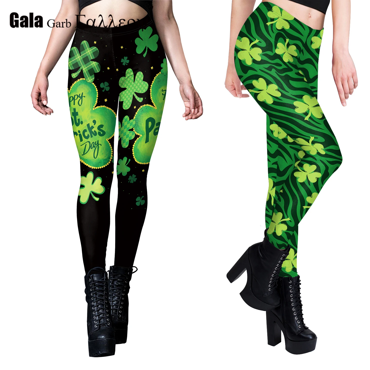 

St. Patrick's Day Clover Sexy Leggings Women Green Tights Irish Festival Party Trousers Girls Midi Waist Elastic Pants 2026 New