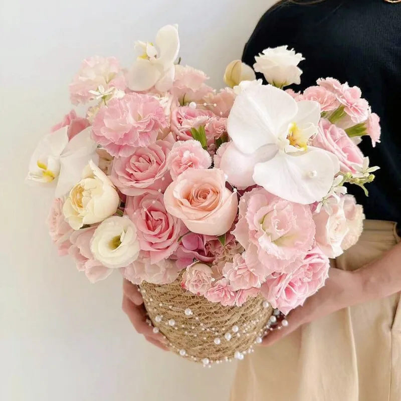 

1 шт. плетеные цветочные горшки из травы, корзины для цветов своими руками, праздничные цветочные корзины для цветочных магазинов, декоративные цветочные корзины для подарков на день рождения