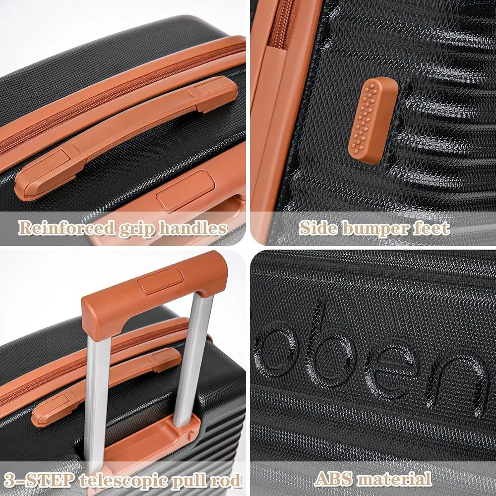 مجموعة أمتعة دوارة مكونة من 3 قطع: حافظات TSA-Lock Hardshell ABS، مقاومة للماء، أزرق داكن، 20، 24، 28