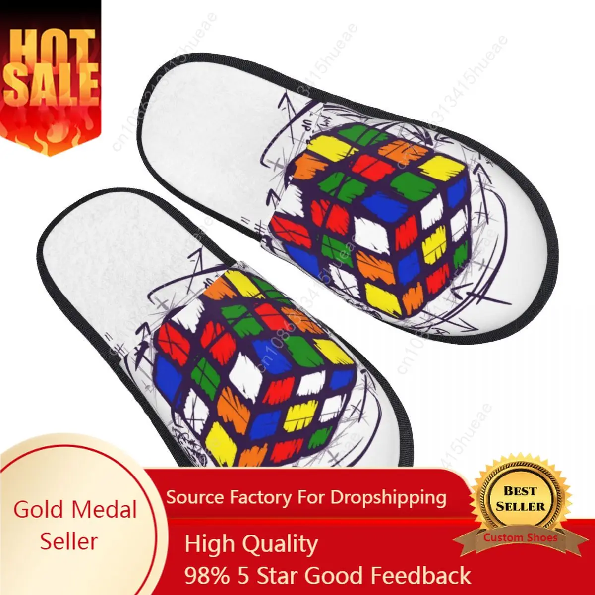 

Math On Light Guest Slippers for Bedroom Women Custom Print Geek Science Teacher Geometric House Slipper