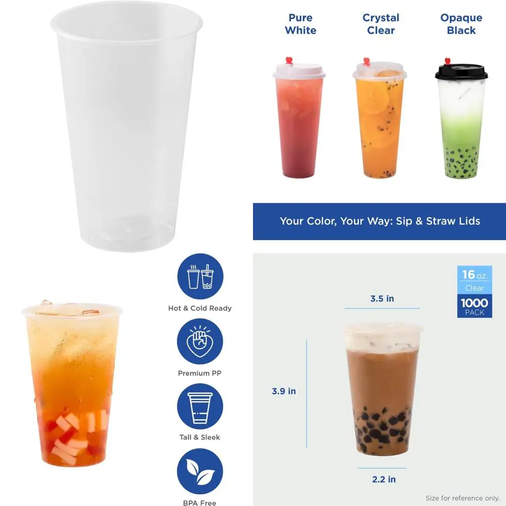 

Одноразовые пластиковые холодные стаканчики — диаметр 90 мм, без BPA, 1000 шт., идеально подходят для холодных напитков и холодных напитков