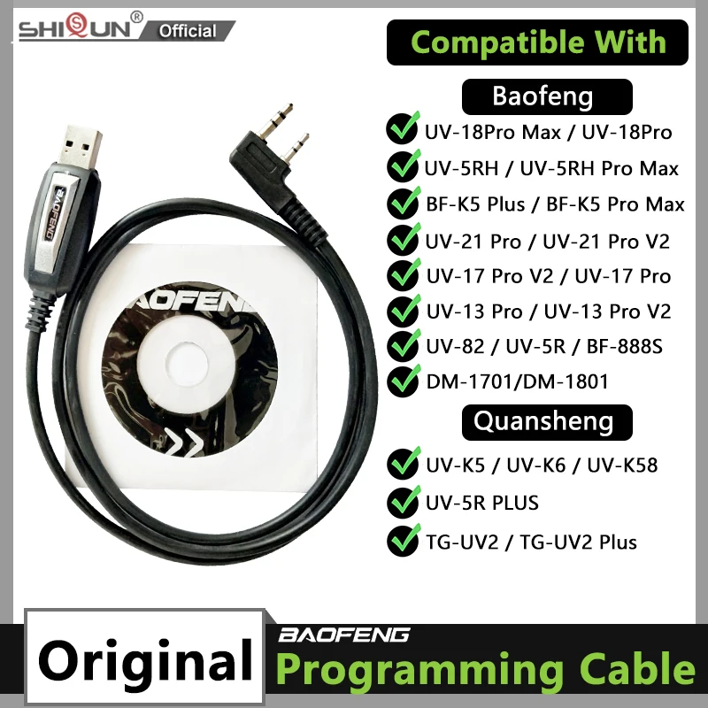 Programming Cable Baofeng UV-21 UV18 Pro UV-5RH Pro Max Walkie Talkie Program Cable For UVK5 Quansheng UV K6 UV5R Plus Ham Radio