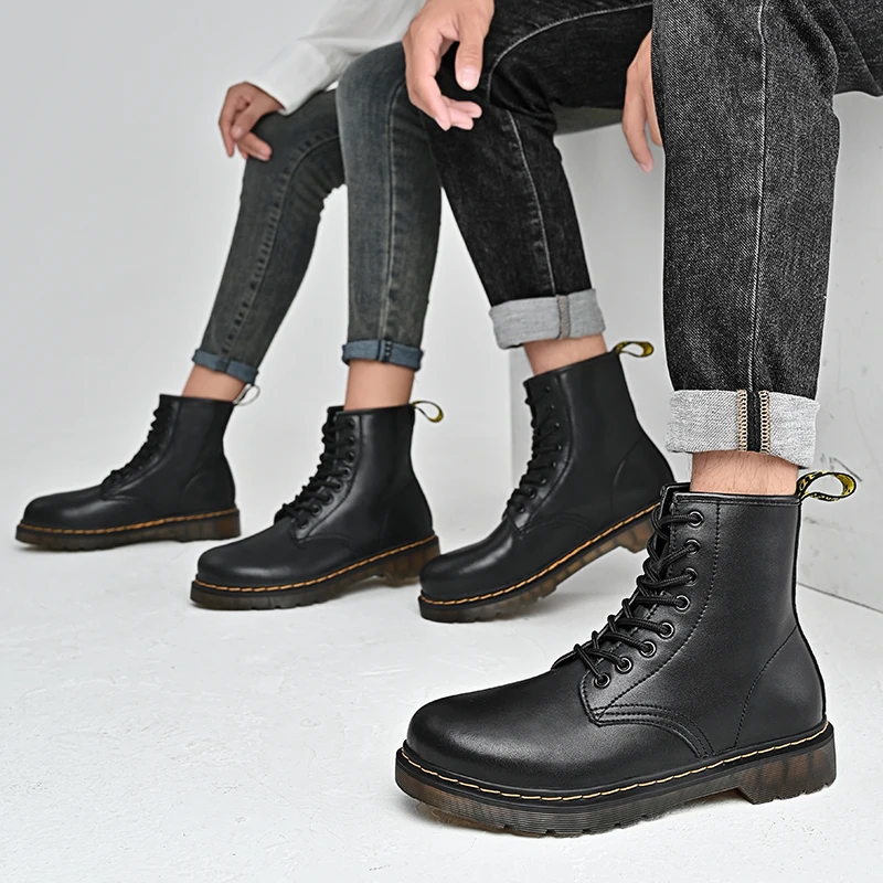 أحذية رجالية جديدة: أحذية تشيلسي للرجال، أحذية عصرية سهلة الارتداء بنقرة واحدة، أحذية جلدية قصيرة كبيرة الحجم قابلة للعكس، أصلية للرجال