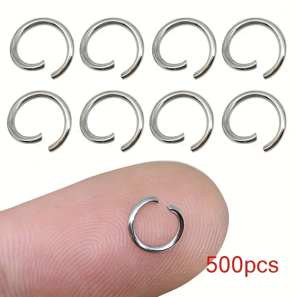 500 Stück Edelstahl Offene Verbindungsringe Schmuckzubehör für DIY Ringe, Ohrringe, Armbänder, Halsketten