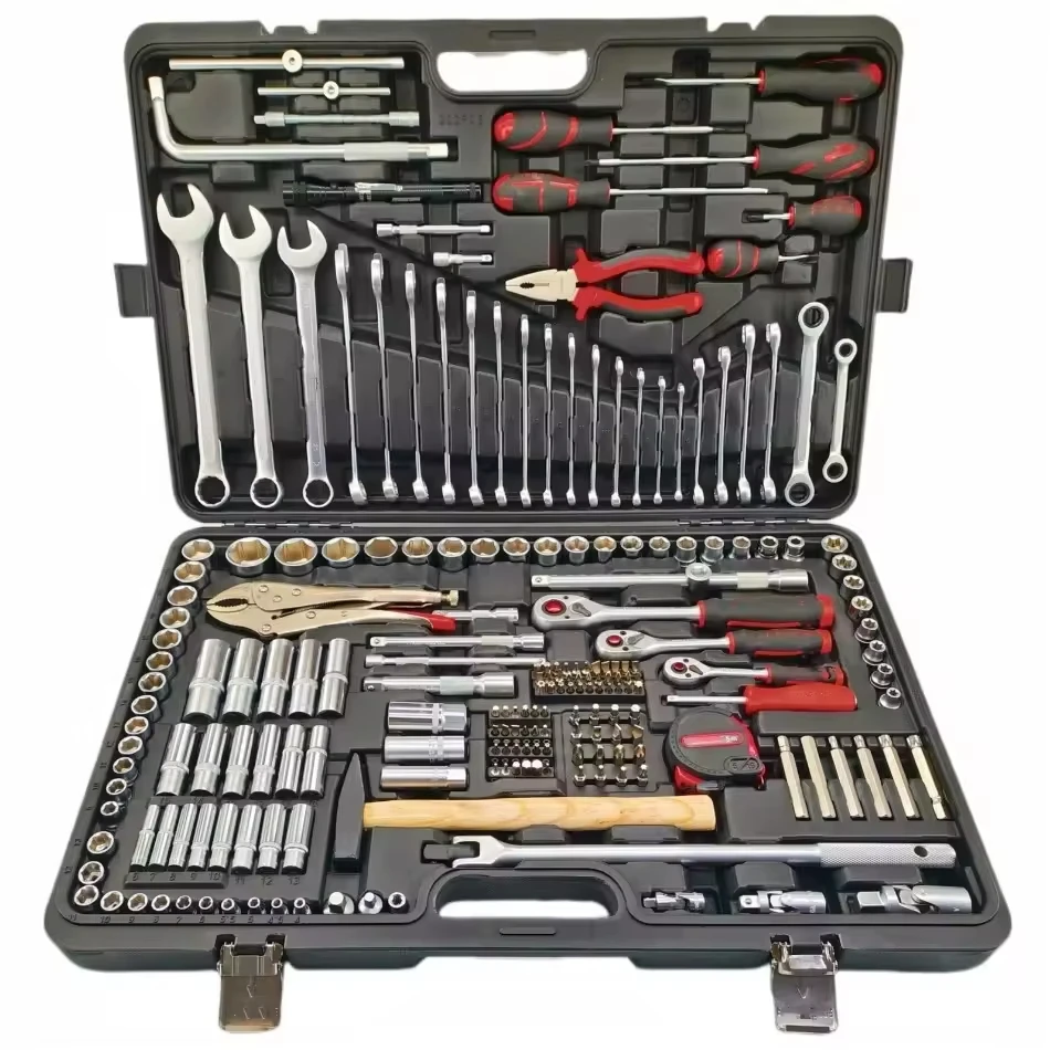 202-Piece Chrome Vanadium Steel 1/2 Drive Hexagon Socket Set Combination Wrenches Hard Case Car Repair Household OEM Hand Tools