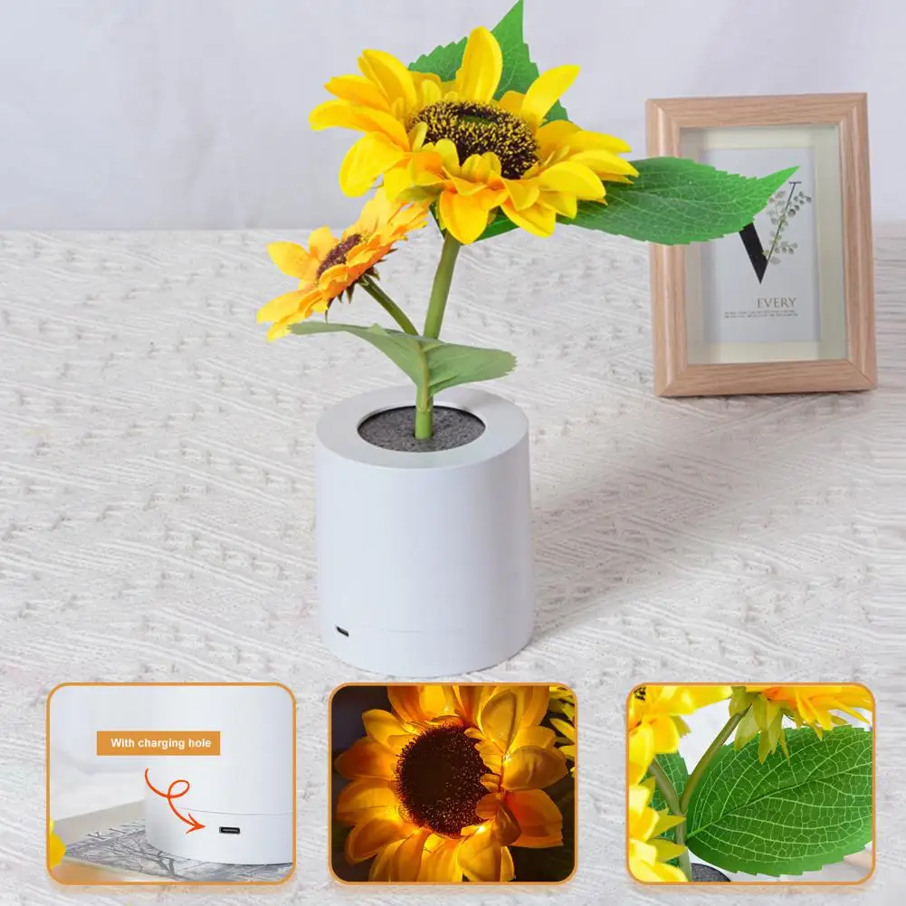 Decorative Ambient Light Eye-catching Power Switch Button Anti-Break Long Lasting 600mAh Battery Table Decoration Simulated Sunf