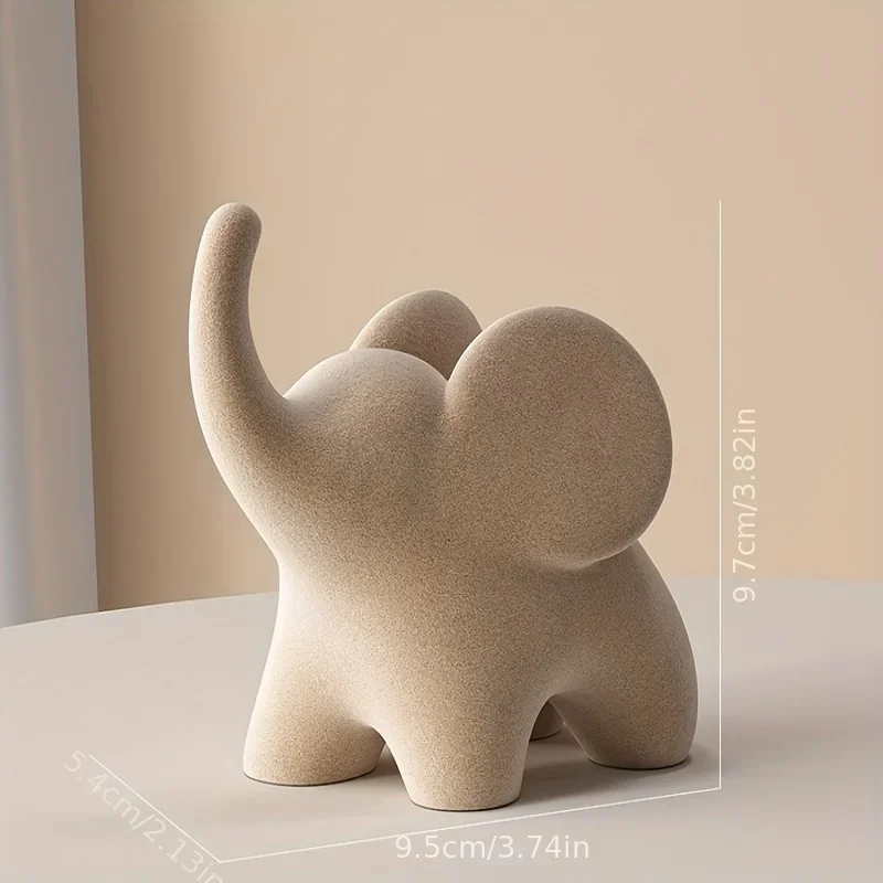 Charming Flocked Resin Elephant Figurine - Perfect For Living Room, Bedroom Decor & Wedding Gifts