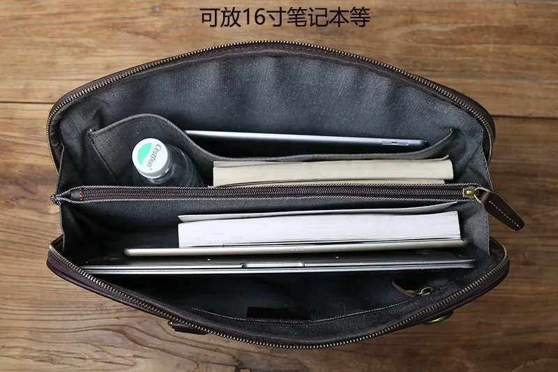 NZPJ Vintage handgefertigte Leder Herrenhandtasche Oberschicht Rindsleder Große Kapazität Business Computertasche Herren Schulter Diagonaltasche – Detail 18
