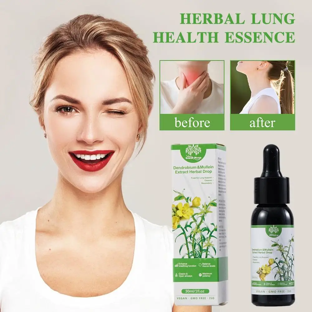 Dendrobium & Mullein Extract - Powerful Lung Support USA & Respiratory & - Made Drops - Cleanse In Herbal 30ml dropshipping