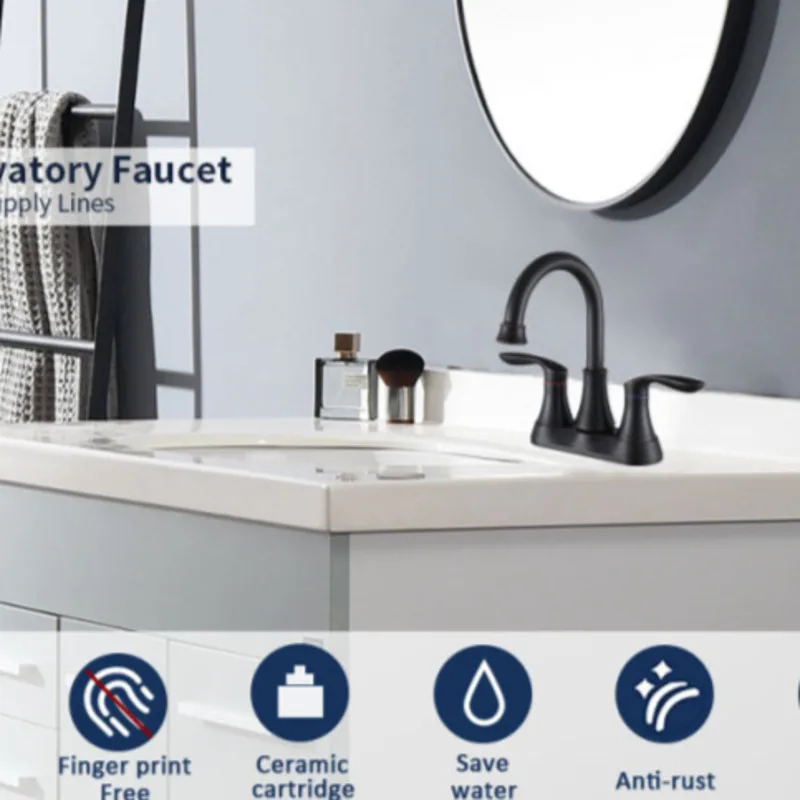 

Смеситель для раковины в ванной комнате, масляная бронза, 2 ручки, 4 дюйма, поставляется с выдвижными сливными шлангами, незаменимая для дома