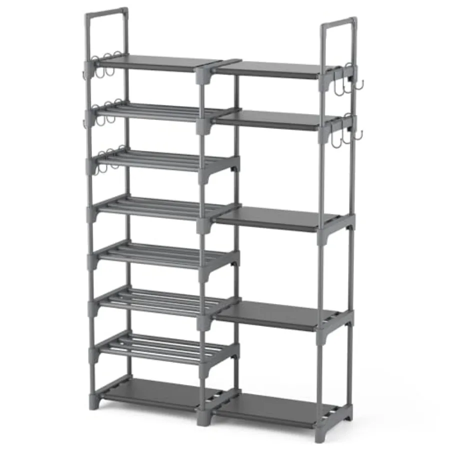 靴棚 靴収納オーガナイザー クローゼット 玄関 ガレージ 寝室用 8段 高さのあるメタル製靴棚 2632足のブーツや靴を収納可能 調整可能