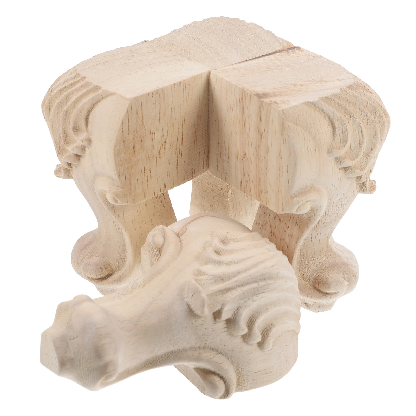 

4pcs Solid Furniture Wooden Cabinet Feet Legs Unfinished Wooden Sofa Table Cabinet Feet Replacement 4 Inch Bun Diy Home Use