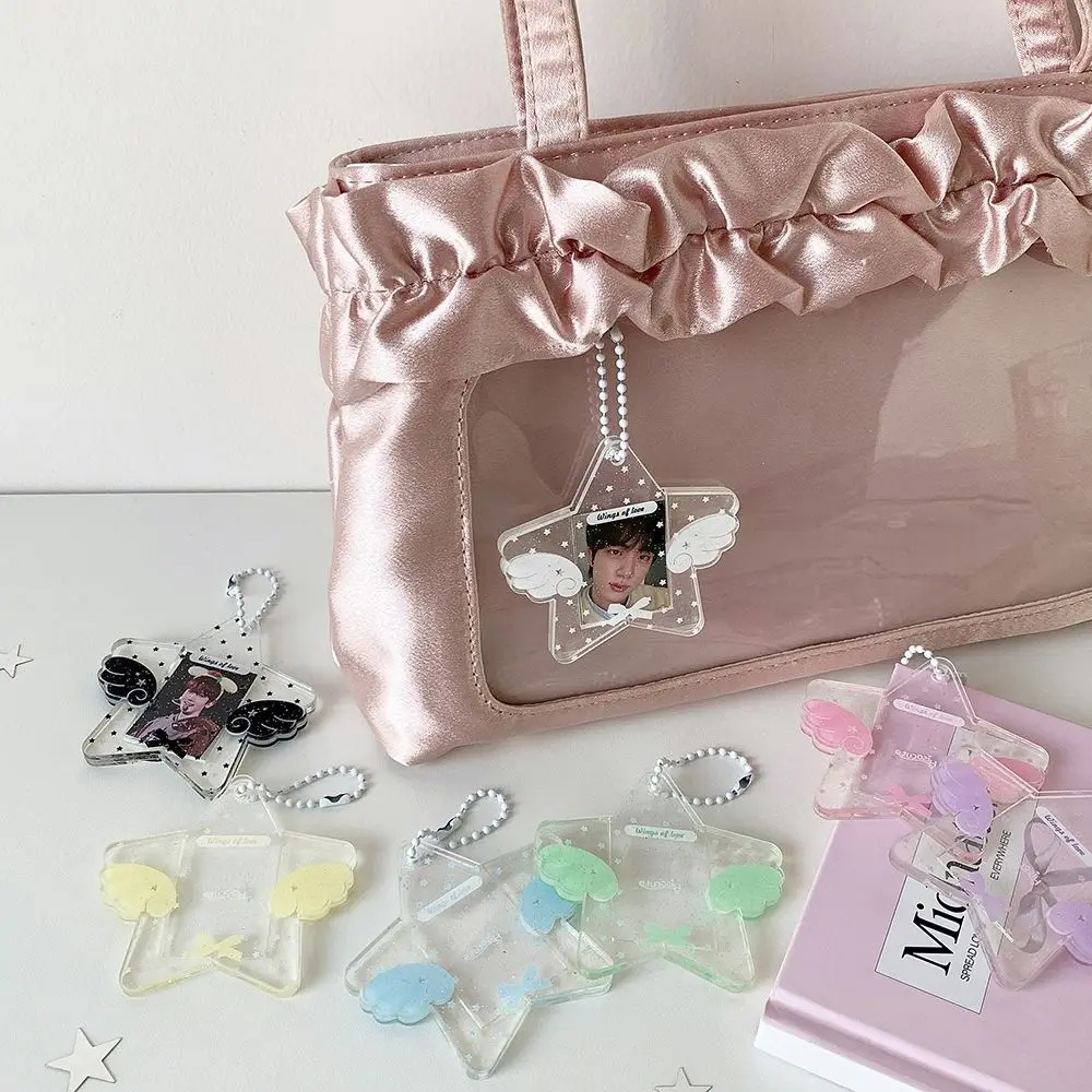 

Stylish INS Style 1 Inch Mini Photo Holder Acrylic Original Photocard Case Cute with Keychain Kpop Photocard Holder Students