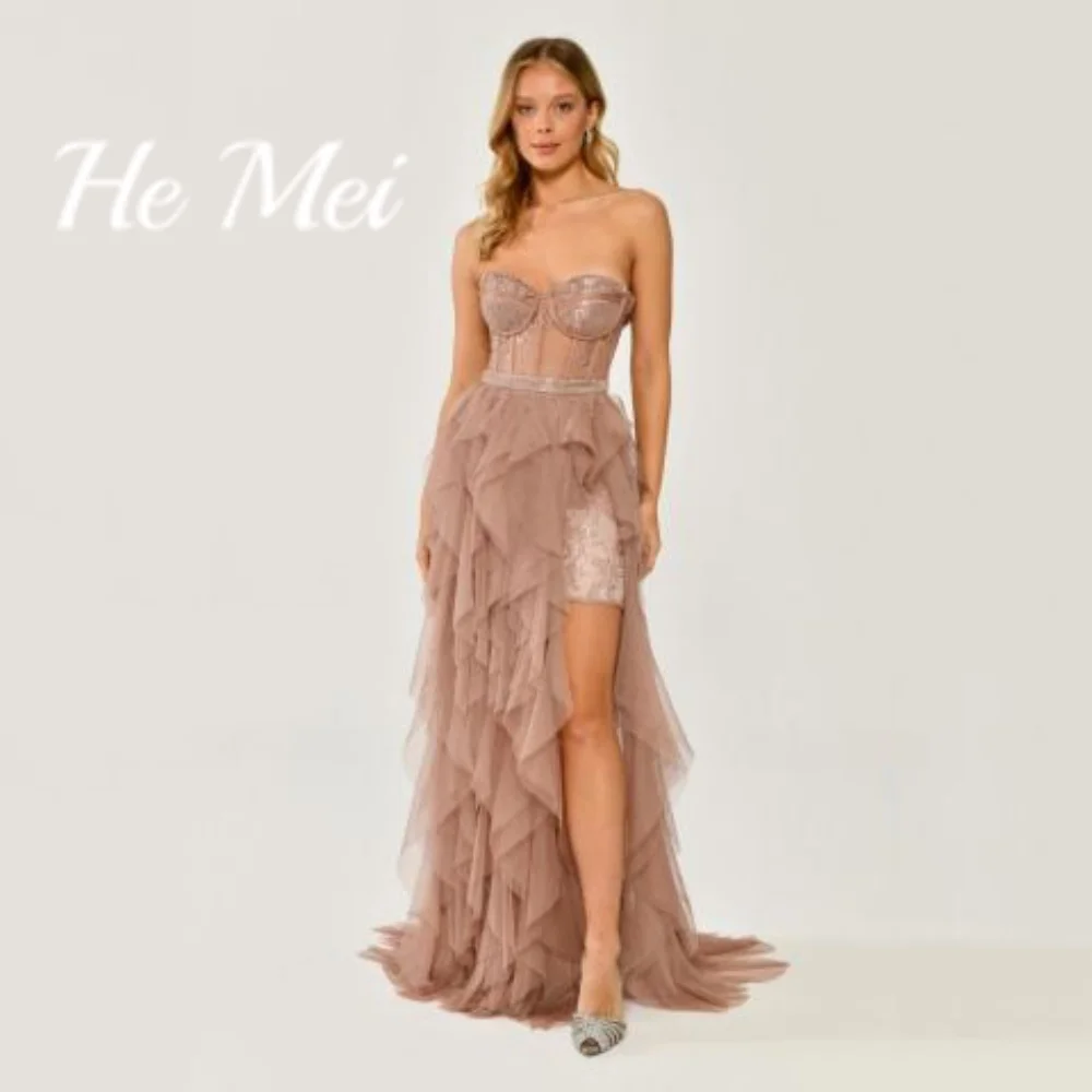 Prom Dress For Women Elegant Sweetheart Neck Beach Split Evening Gowns Illusion Sleeveless Party Dresses فساتين الحفلات