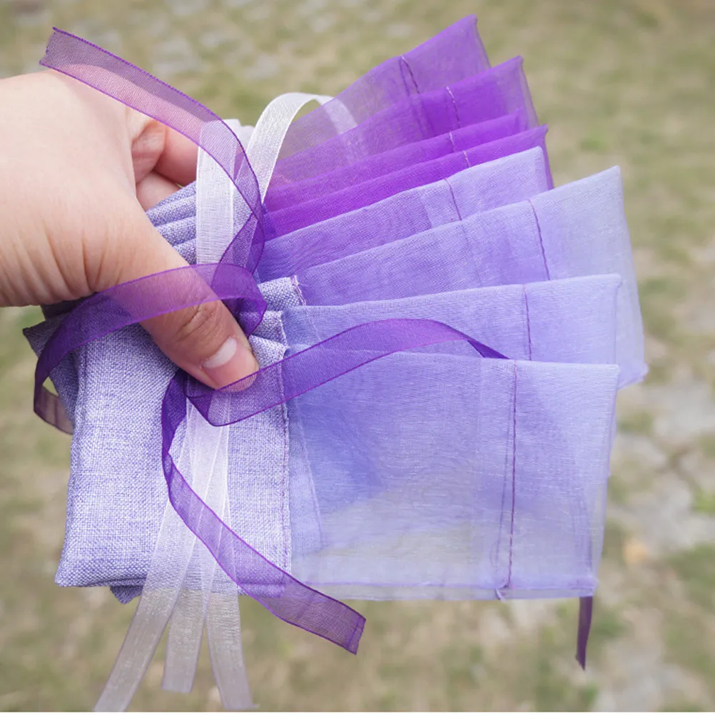 10Pcs Lavender Scent Bags Premium Organza Cotton Drawstring Pouches for Dried Herbs Wedding Favors Candy Gift Party Decor Moth
