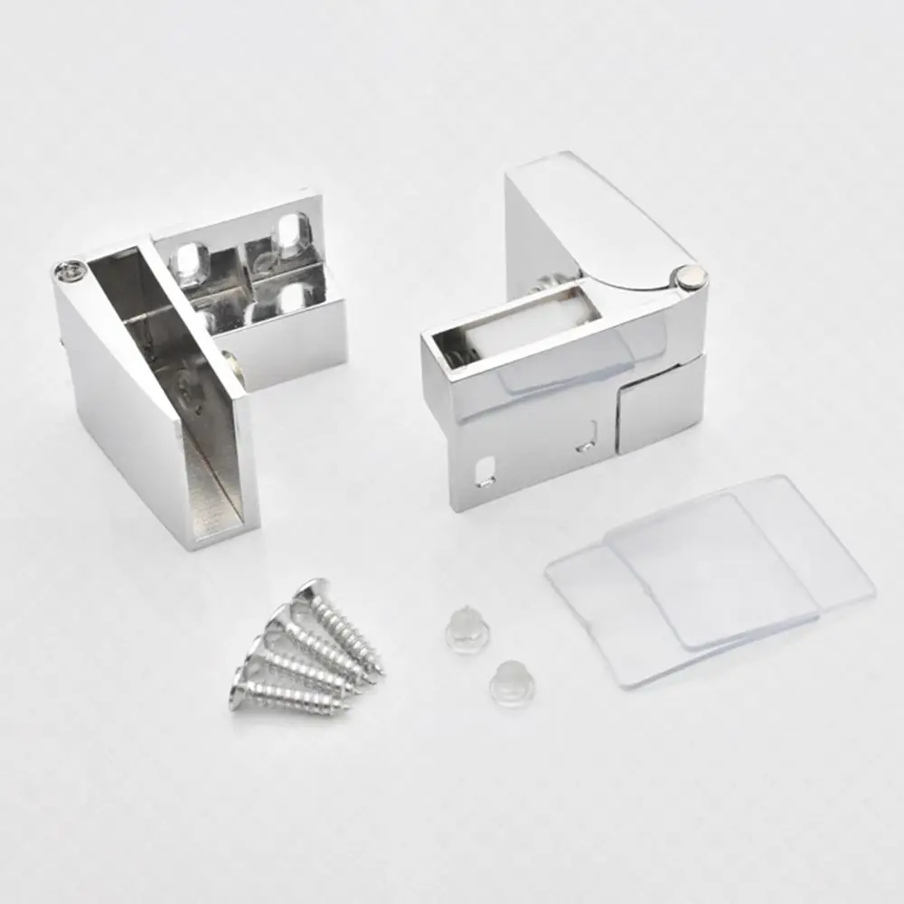 Zinc Alloy Glass Door Hinge Self-closing Side Mounted Frameless Clamp Furniture Accessories Hardware Cabinet Door Hinge