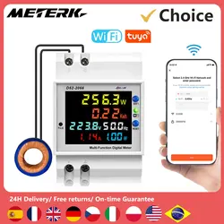 Tuya WiFi Intelligent Digital Display Electricity Meter DIN-Rail Voltage Current Meter Power Factor Frequency Metering Meter