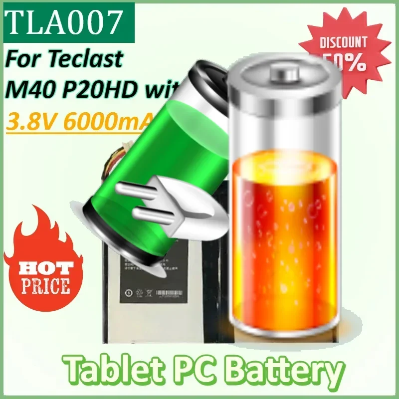 

TLA007 3.8V 6000mAh Laptop Battery for Teclast M40 P20HD with 5 Lines Tablet High Capacity Replacement Backup Batteries