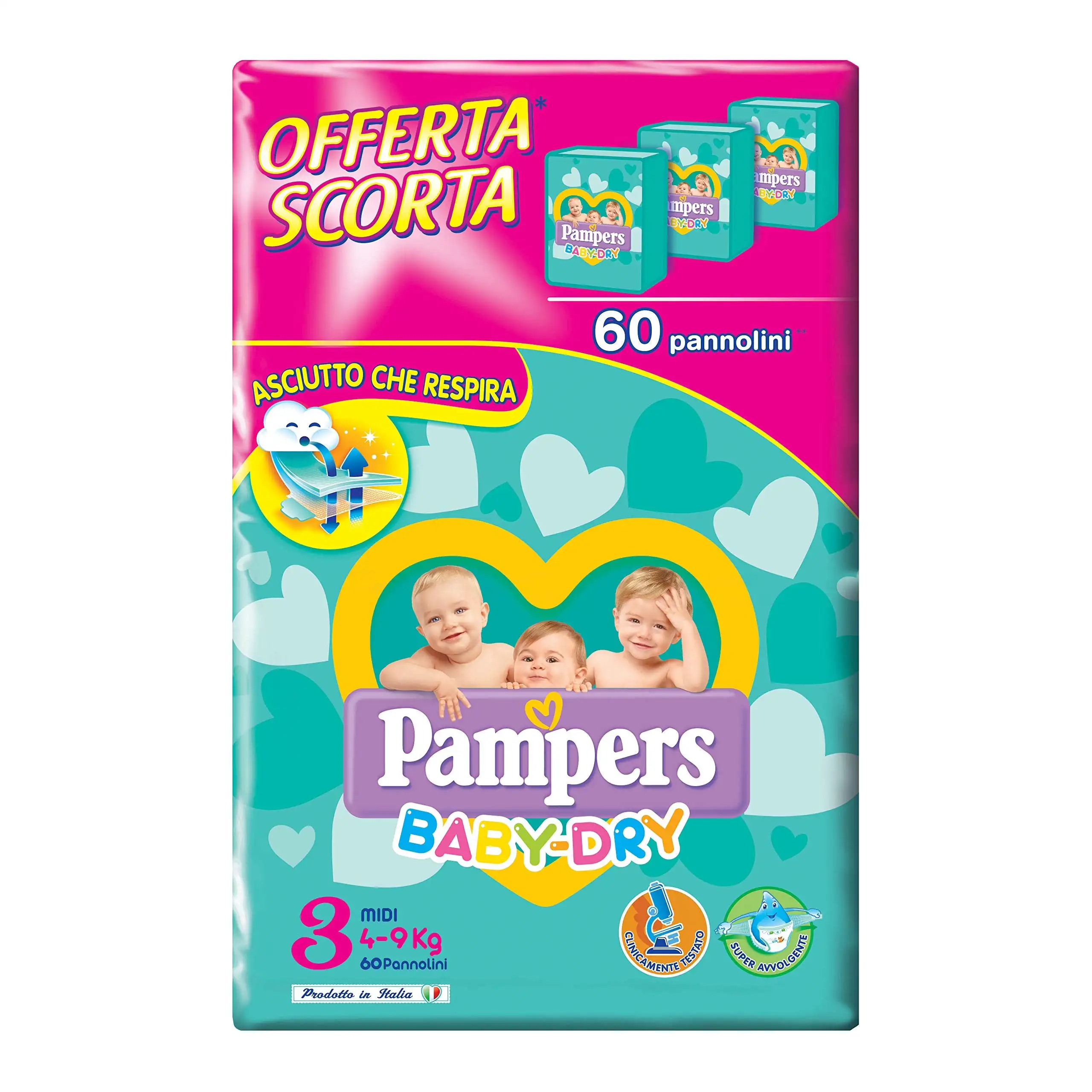Pampers Baby Dry rozmiar midi 3 4-9 kg 60 pieluch