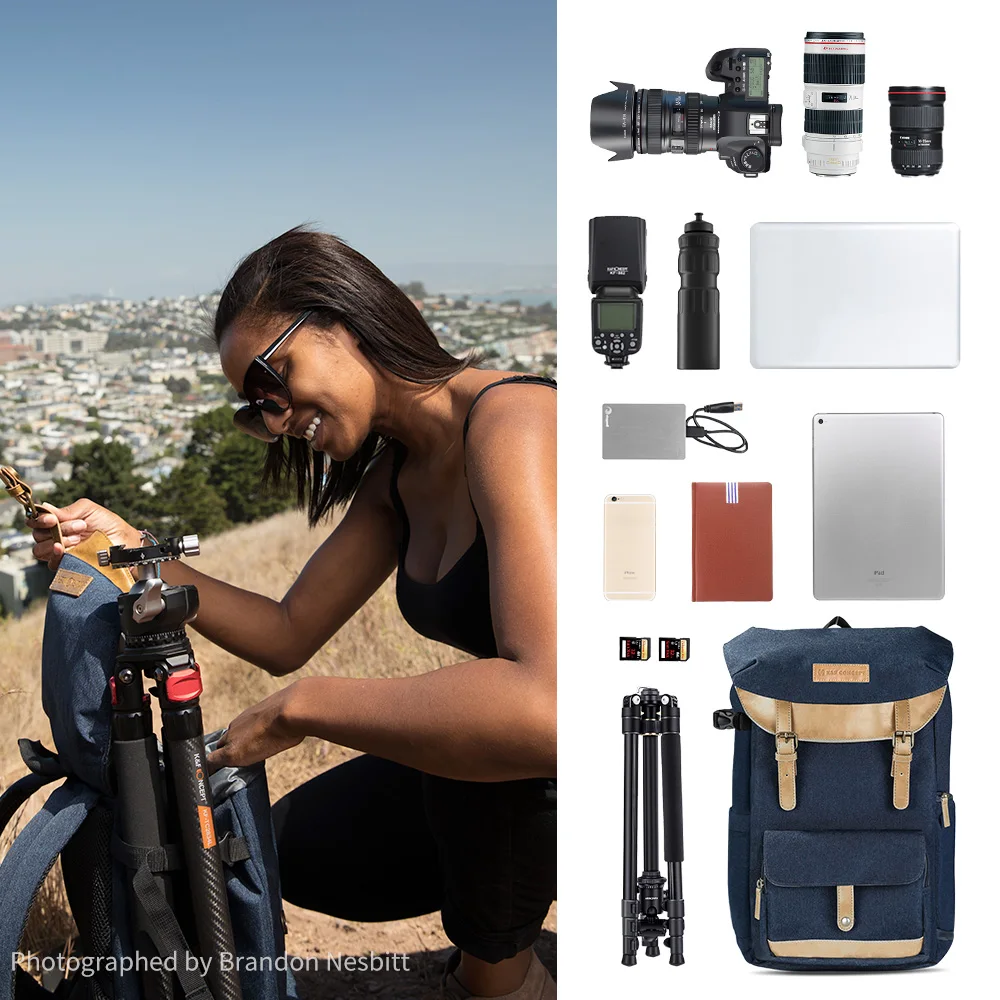 K&F CONCEPT Camera Bags Backpack Travel/Photo/Video/Tripod Bag Multifunctional Bags Lightweight Dual-layer Design