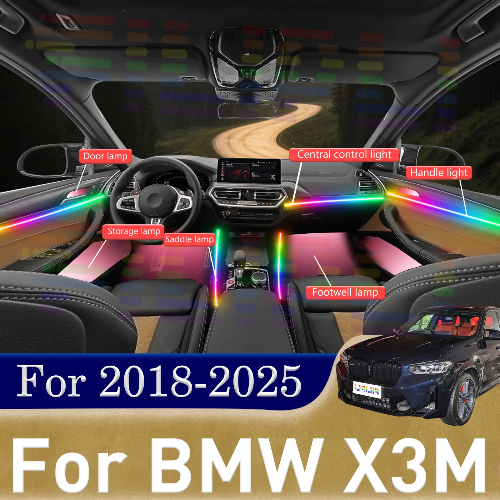 

For BMW X3M G08 Add Elegance to Business Meetings on Wheels with Hidden LED Light Belts for Car Interiors Boasting