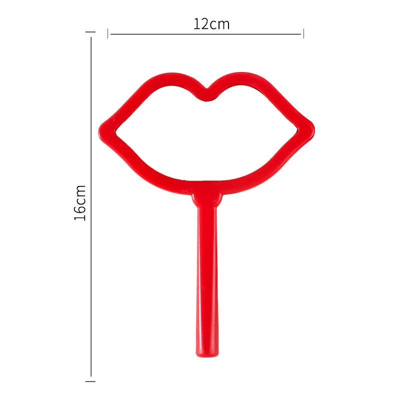 Nuovo specchio piccolo per ciglia a forma di labbro Specchio per ciglia portatile Specchio per trucco Specchio con manico portatile Specchio per artefatto fotografico per ciglia in plastica