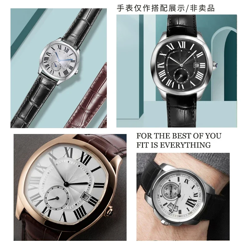 Cinturino per orologio in vera pelle da 16mm 18mm 20mm cinturino per orologio con fibbia di distribuzione nero blu marrone per Cartier Tank Solo Blue Ballon