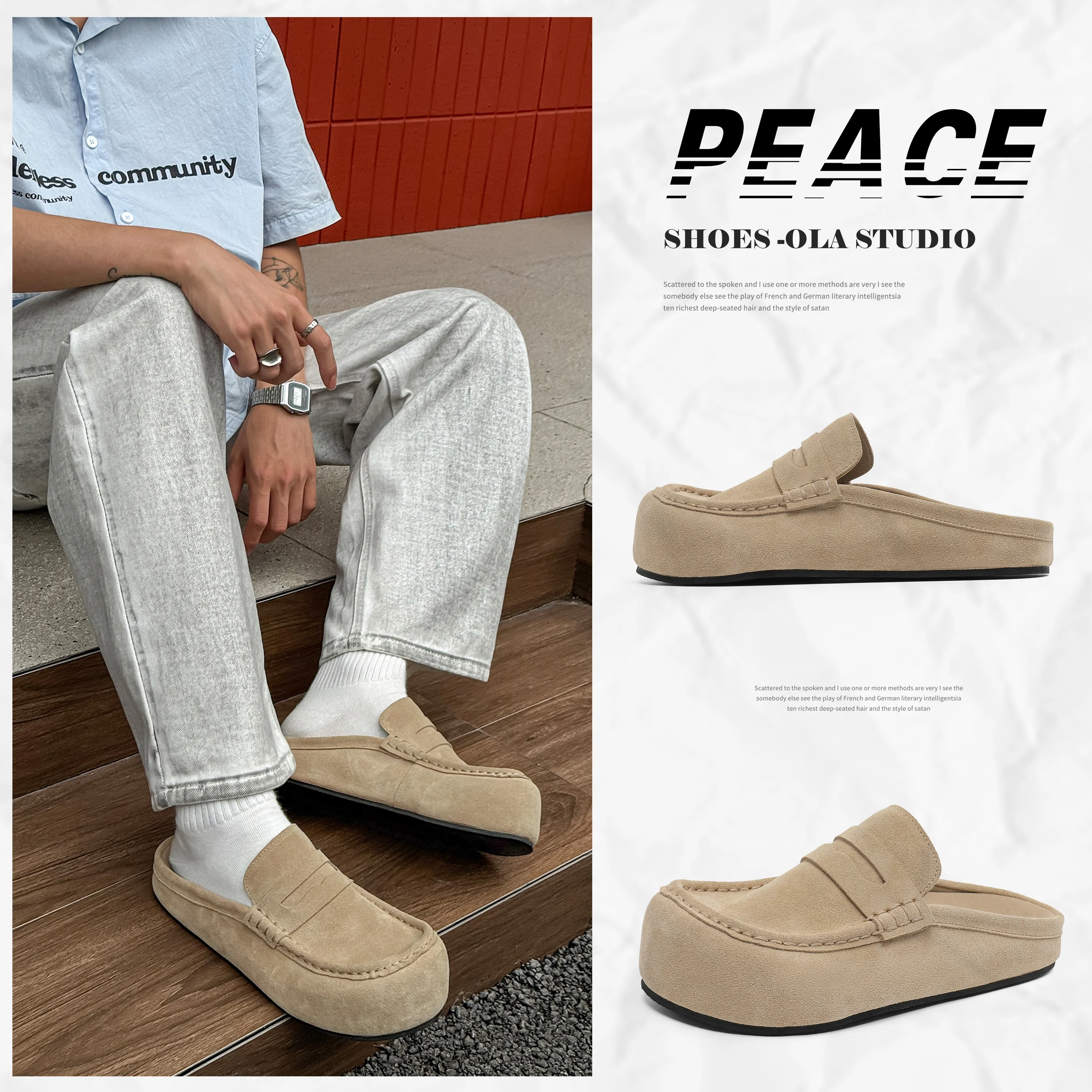 Wygodne męskie kapcie Birkfoot, retro, matowe, zamszowe wsuwane klapki, przewiewne, miękkie drewniane chodaki, idealne dla leniwych.