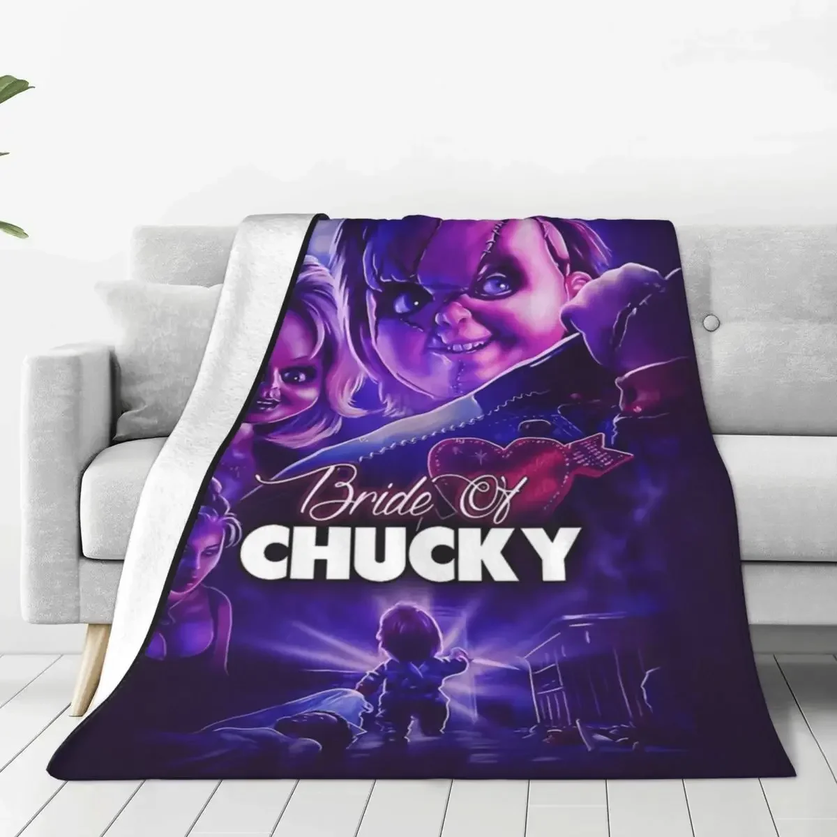 Manta de película de terror para niños, manta decorativa de terciopelo súper suave para oficina, Bride Of Chucky