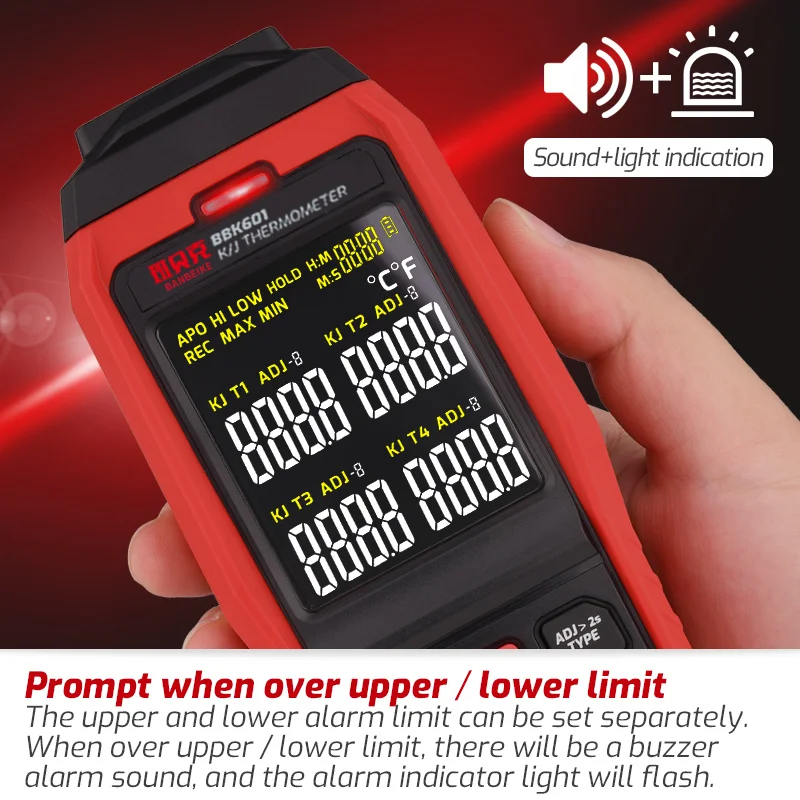 BBK612 Dual Channel Mini LCD Industrial Thermometer Customizable ODM Type K Thermocouple Probe ABS Material Mini Backlight