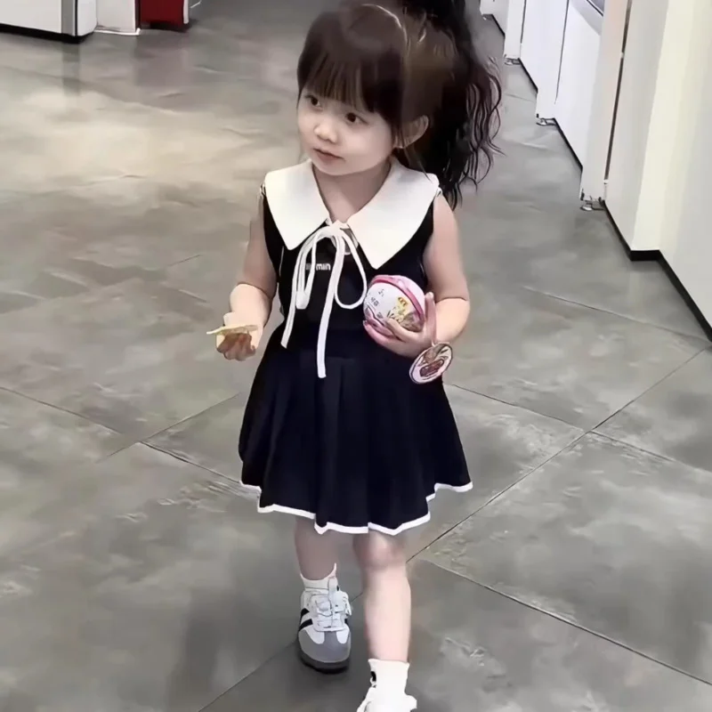 

Girls' summer outfit2026New stylish children's vest dress for summer casual baby wearPOLOKorean skirt