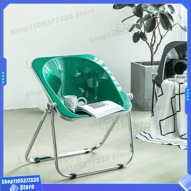 Transparent Acrylic Dining Chair Modern Folding Stool Clear Plastic Crystal Seat for Home Kitchen Ins Style Medieval