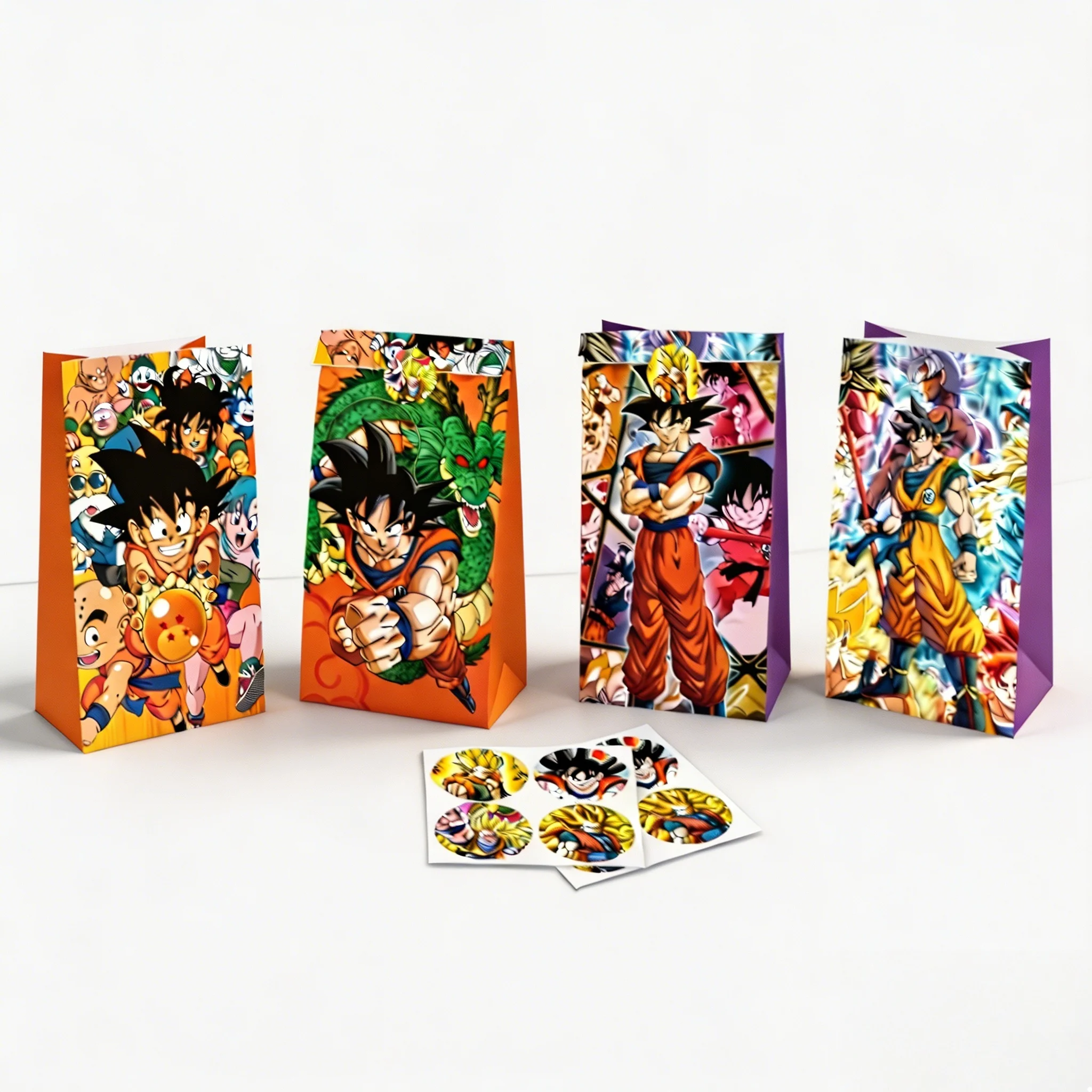 12/24PCS Dragon Ball Party Gift Bags with Stickers Anime Theme Birthday Gift Lucky Bags