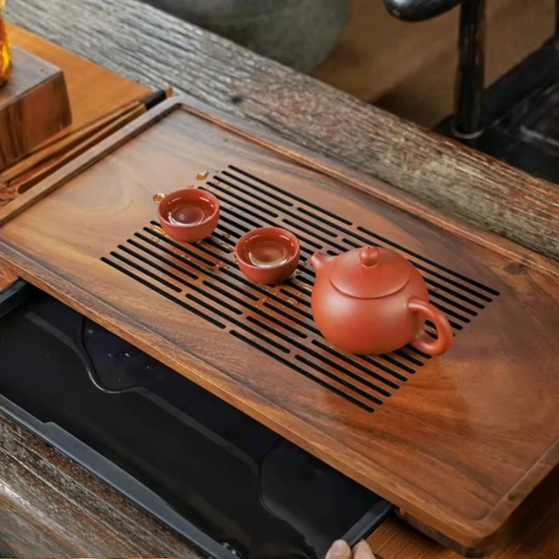 Walnut Wood Tea Tray Square Small Creative Rectangular Tea Tray Chinese Restaurant bandeja de bambu para cozinha Tea Supplies