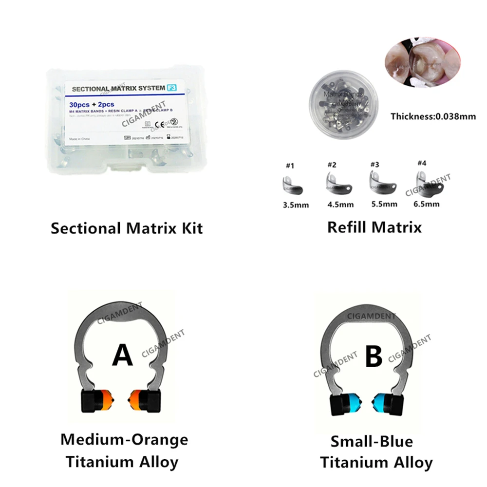 Dental Matrix Bands Palodent V3 Style Sectional Contoured Matrice Wedges Stainless Steel Refill Matrix Ring Clamp