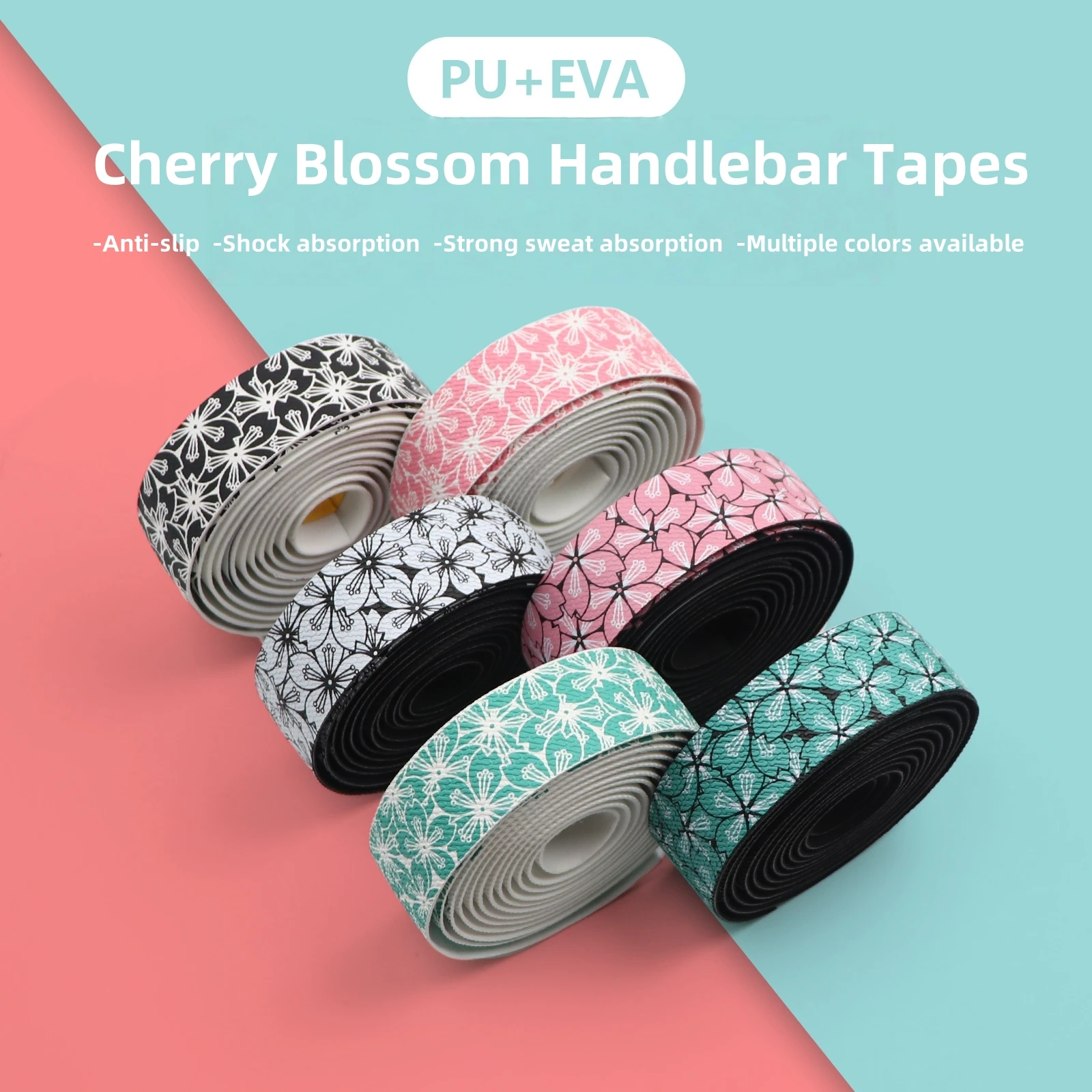 

SUKOU Anti-Slip Road Bike Handlebar Tape PU Shock-Absorbing Handlebar Tape with Bar End Plugs and Shock-Absorbing Strips