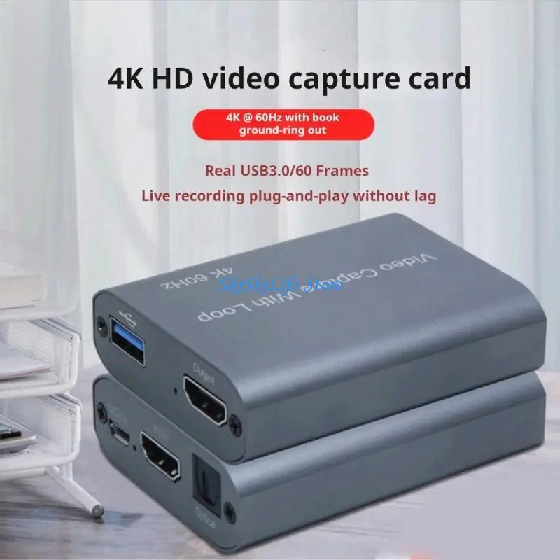 E65E 4K Video Capturing Card HDTV USB Video Recorder 1080P 60Hz HDTV Device Game Capturing Output for Live Streaming Accessories